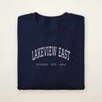 Lakeview East Chicago Embroidered Crewneck — White Thread