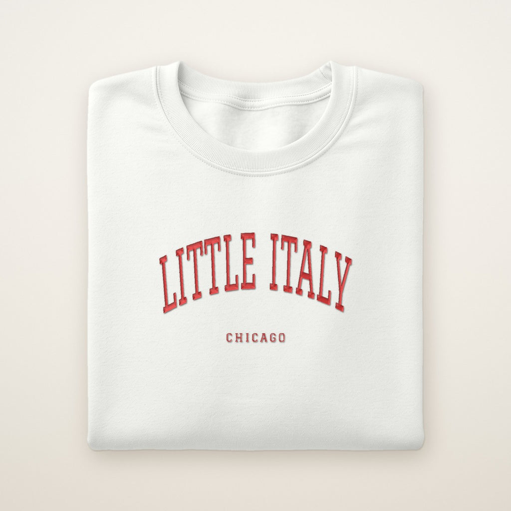 Little Italy Chicago Embroidered Crewneck — Red Thread