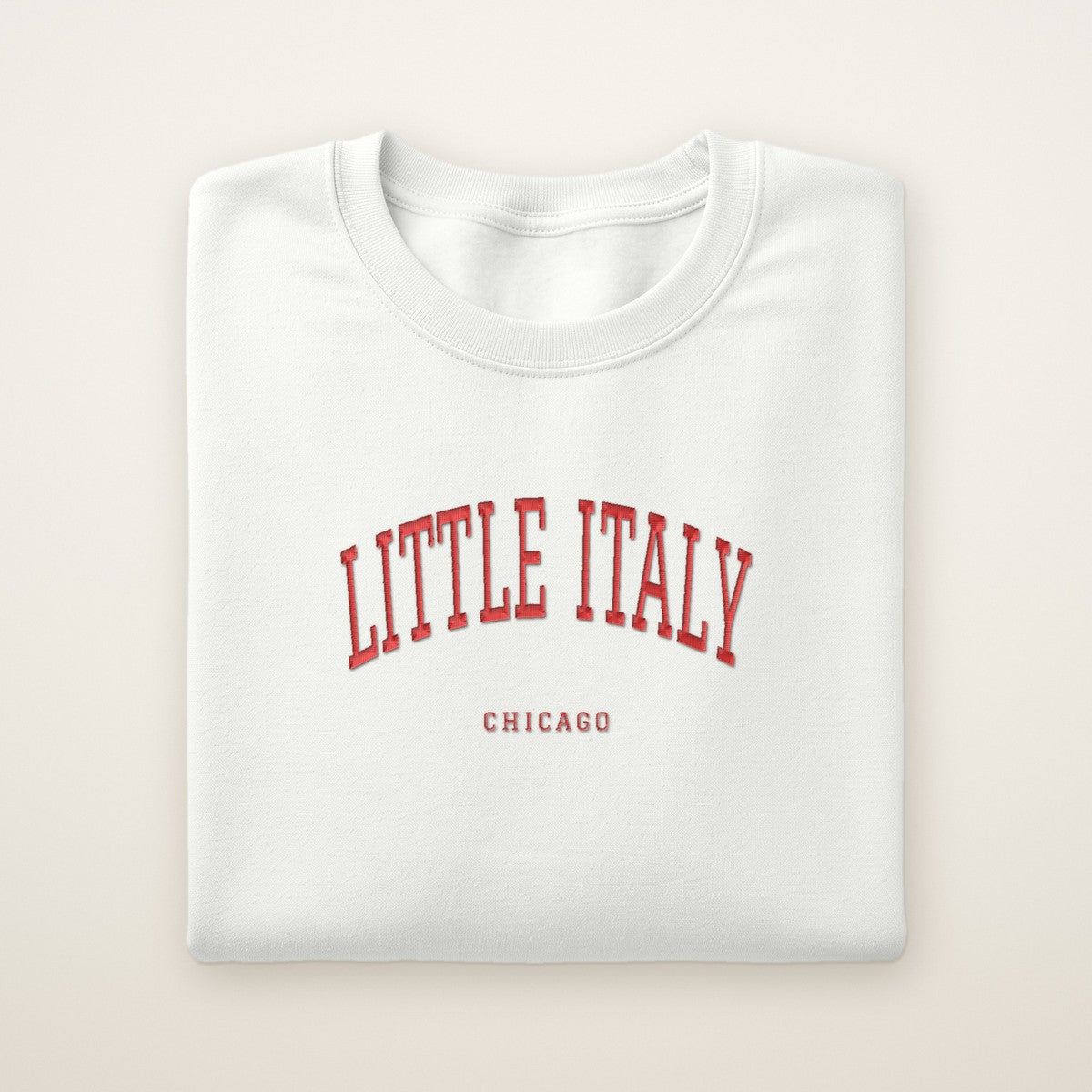 Little Italy Chicago Embroidered Crewneck — Red Thread