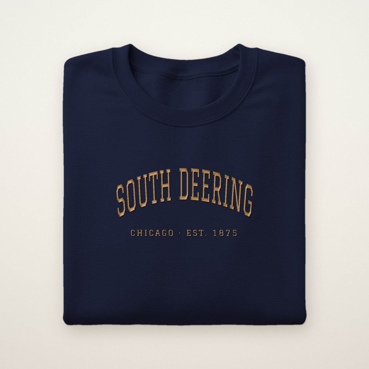 South Deering Chicago Embroidered Crewneck — Gold Thread