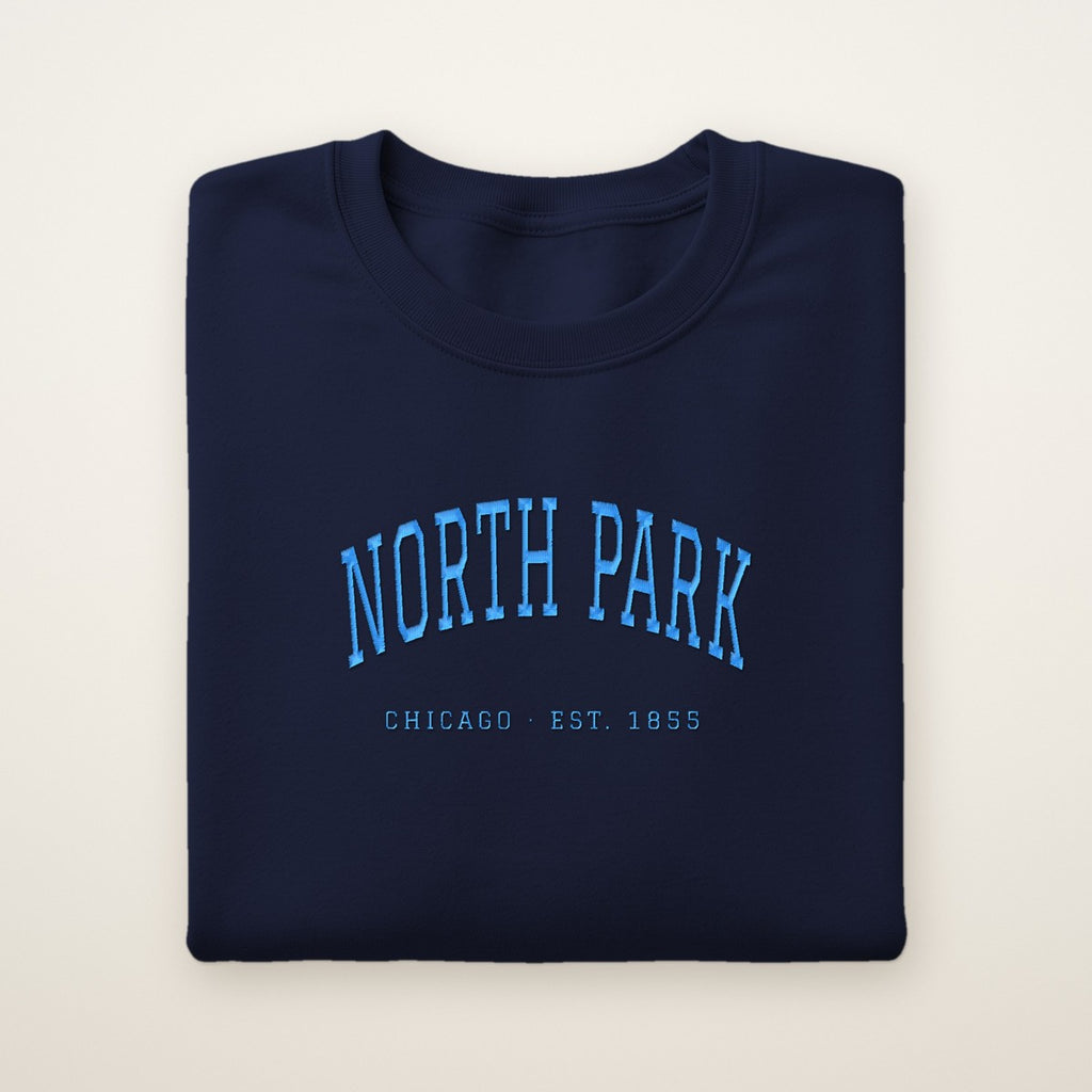 North Park Chicago Embroidered Crewneck — Sky Blue Thread