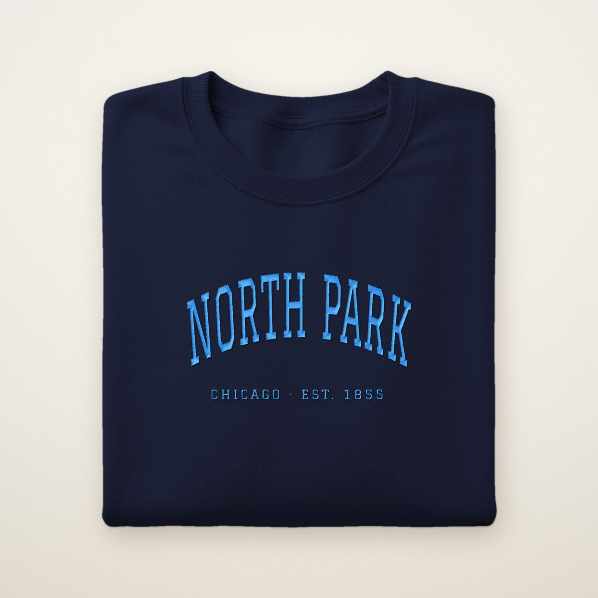 North Park Chicago Embroidered Crewneck — Sky Blue Thread