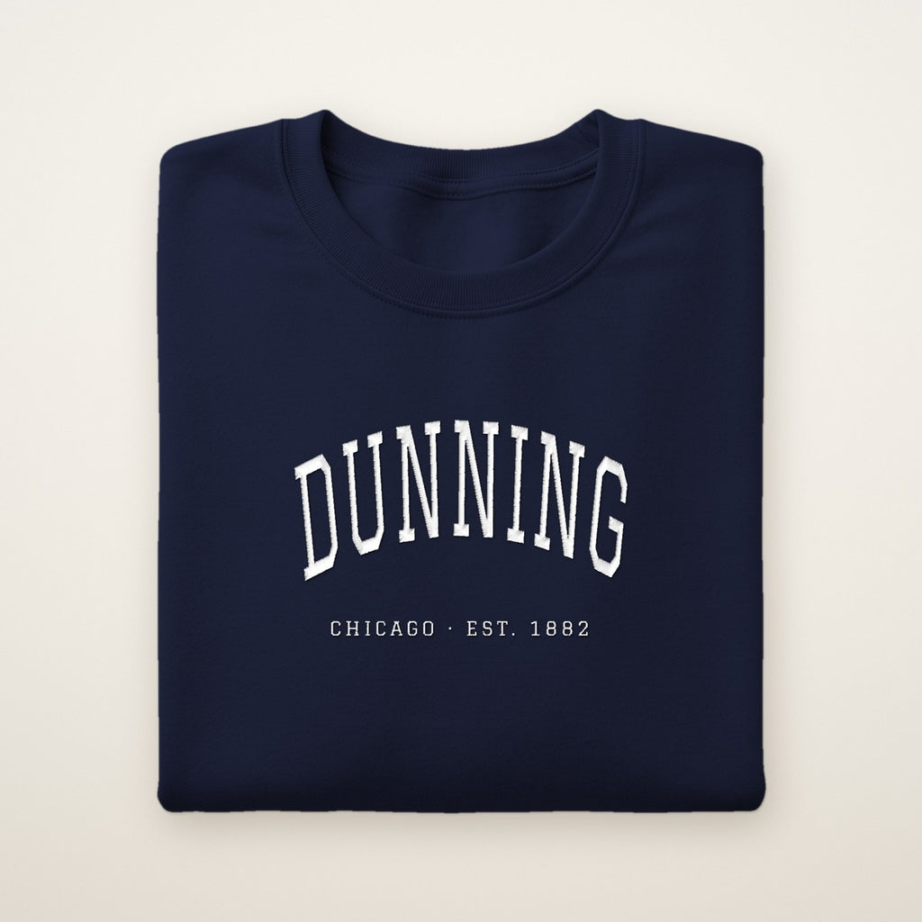 Dunning Chicago Embroidered Crewneck — White Thread