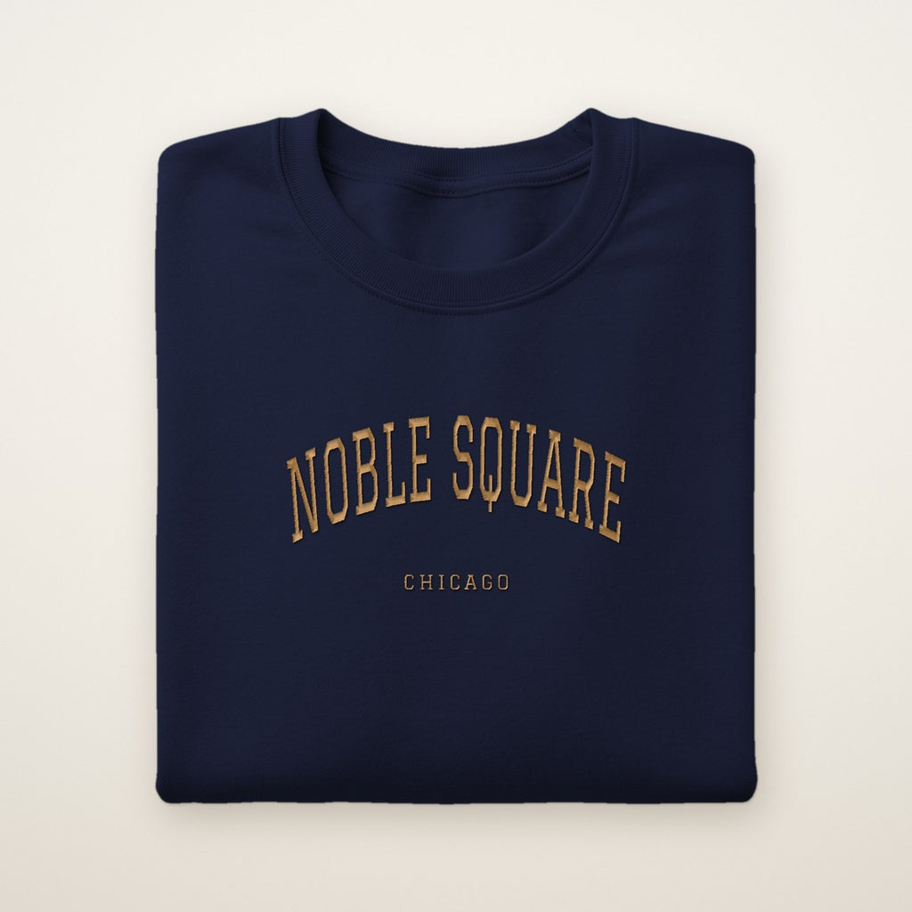 Noble Square Chicago Embroidered Crewneck — Gold Thread