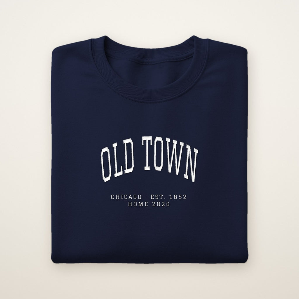 Old Town Chicago Home 2026 Embroidered Crewneck — White Thread