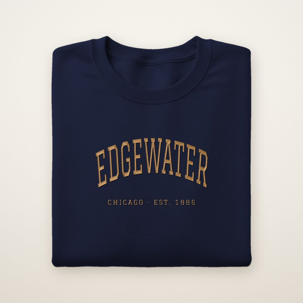 Edgewater Chicago Embroidered Crewneck — Gold Thread