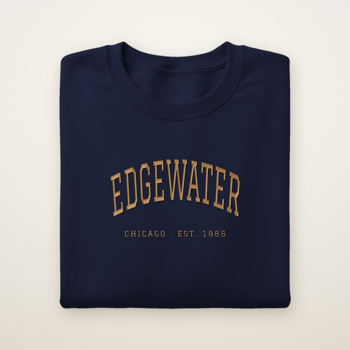 Edgewater Chicago Embroidered Crewneck — Gold Thread