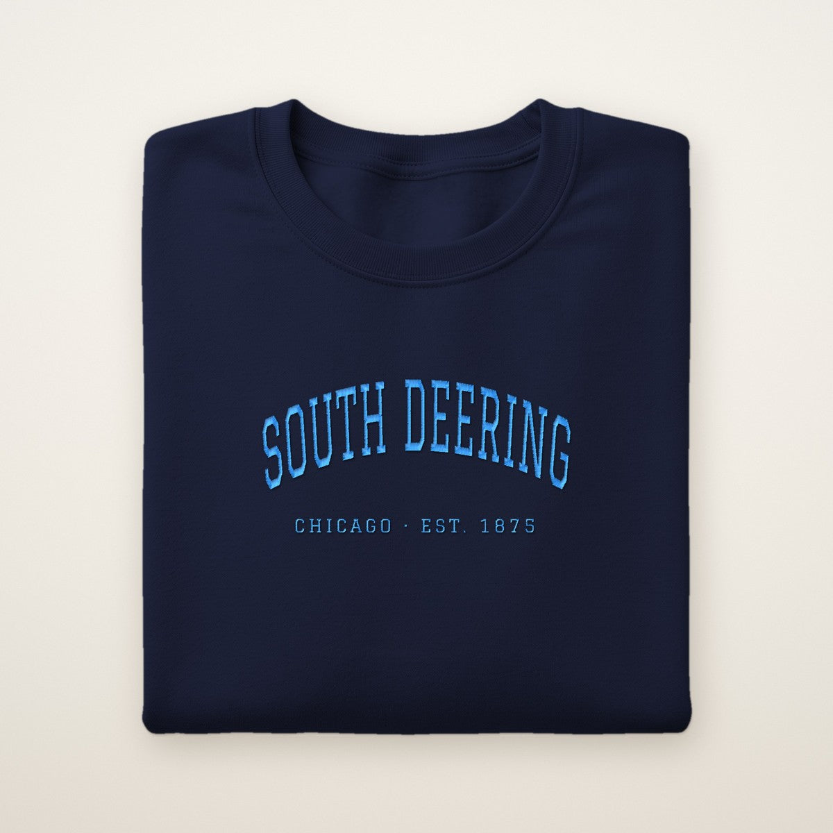 South Deering Chicago Embroidered Crewneck — Sky Blue Thread