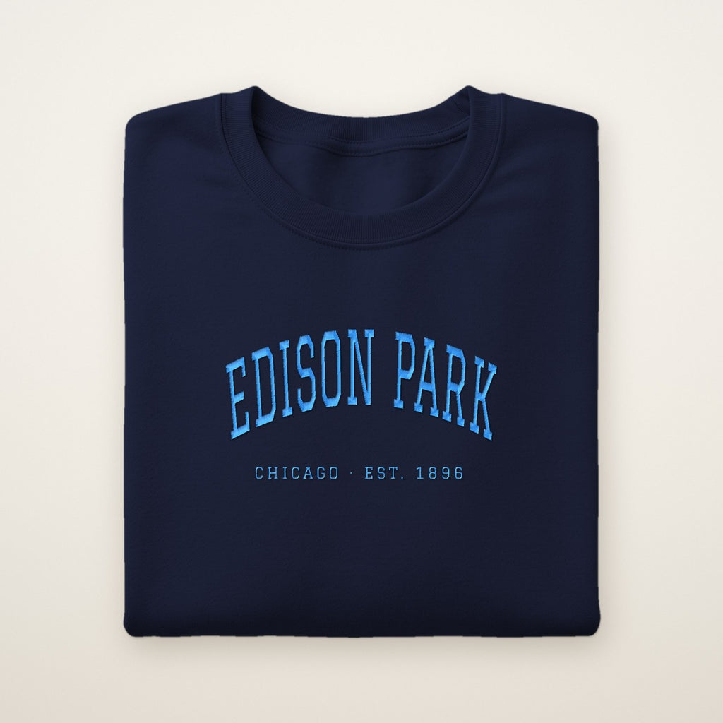 Edison Park Chicago Embroidered Crewneck — Sky Blue Thread