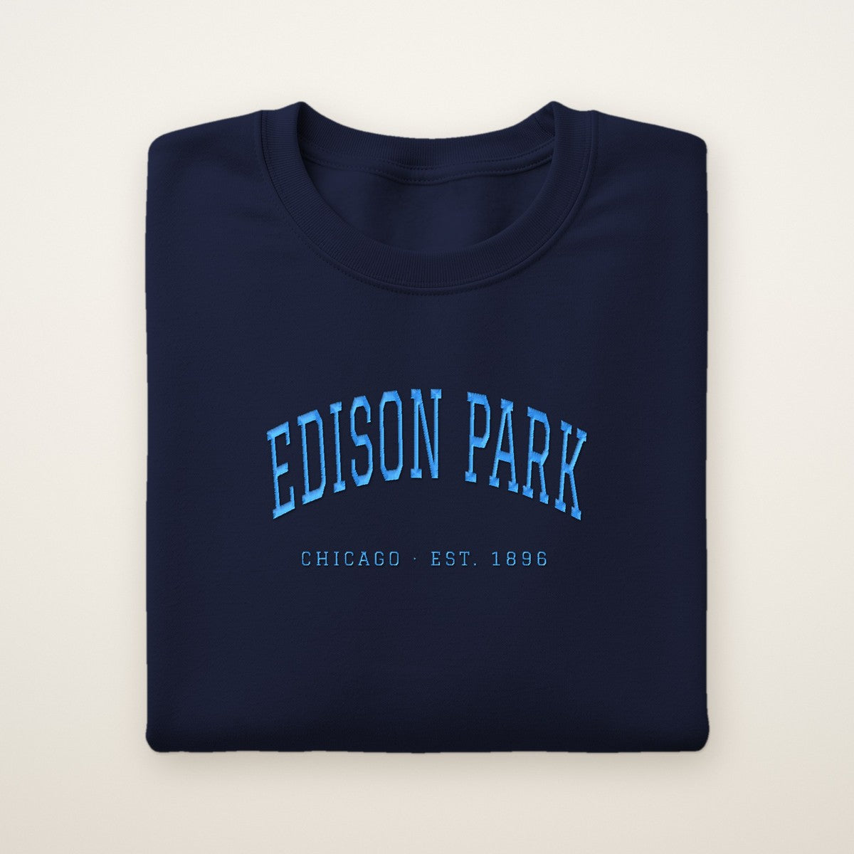 Edison Park Chicago Embroidered Crewneck — Sky Blue Thread