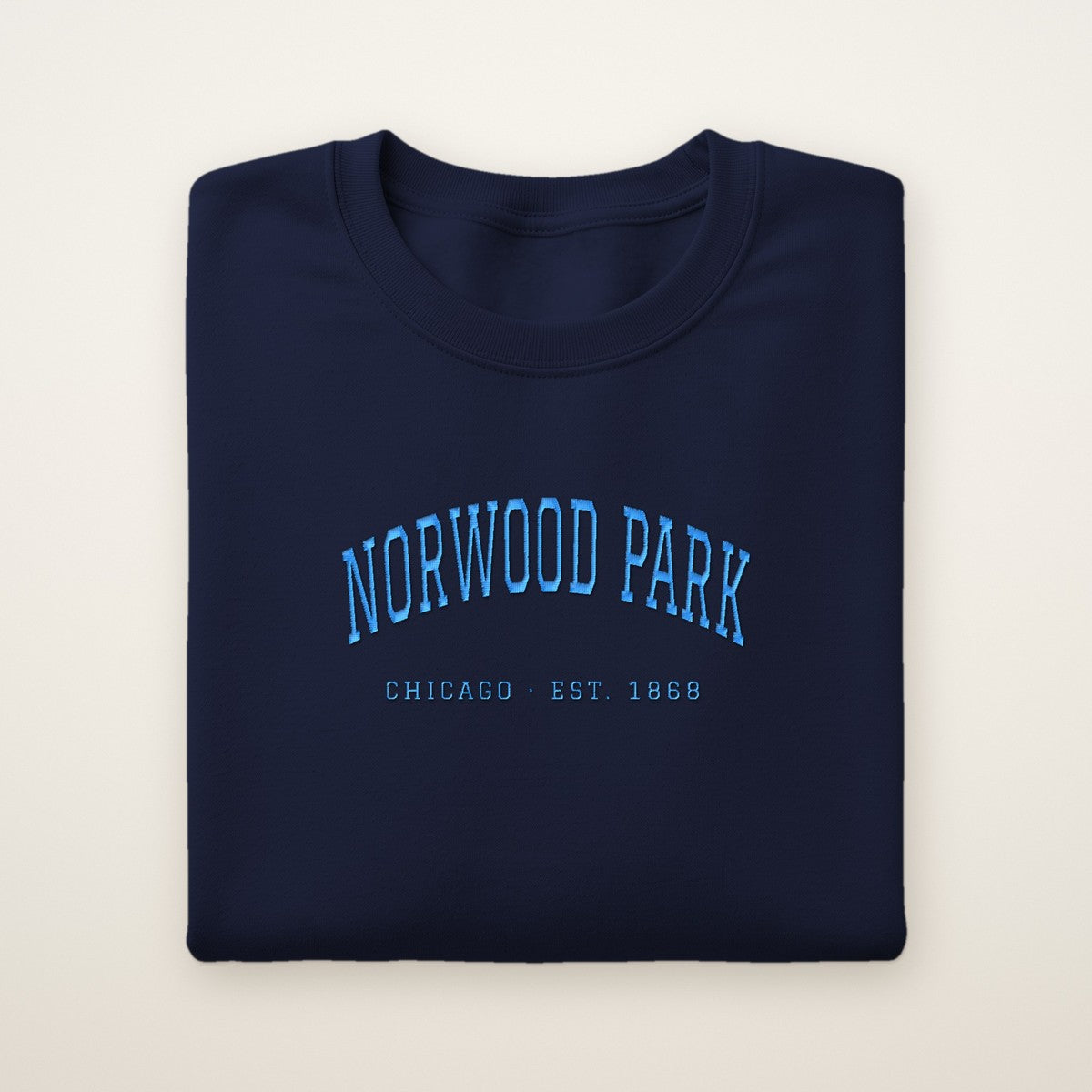 Norwood Park Chicago Embroidered Crewneck — Sky Blue Thread