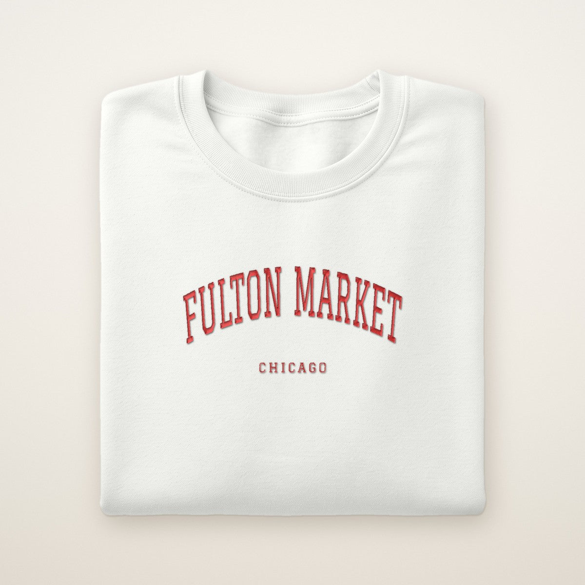 Fulton Market Chicago Embroidered Crewneck — Red Thread