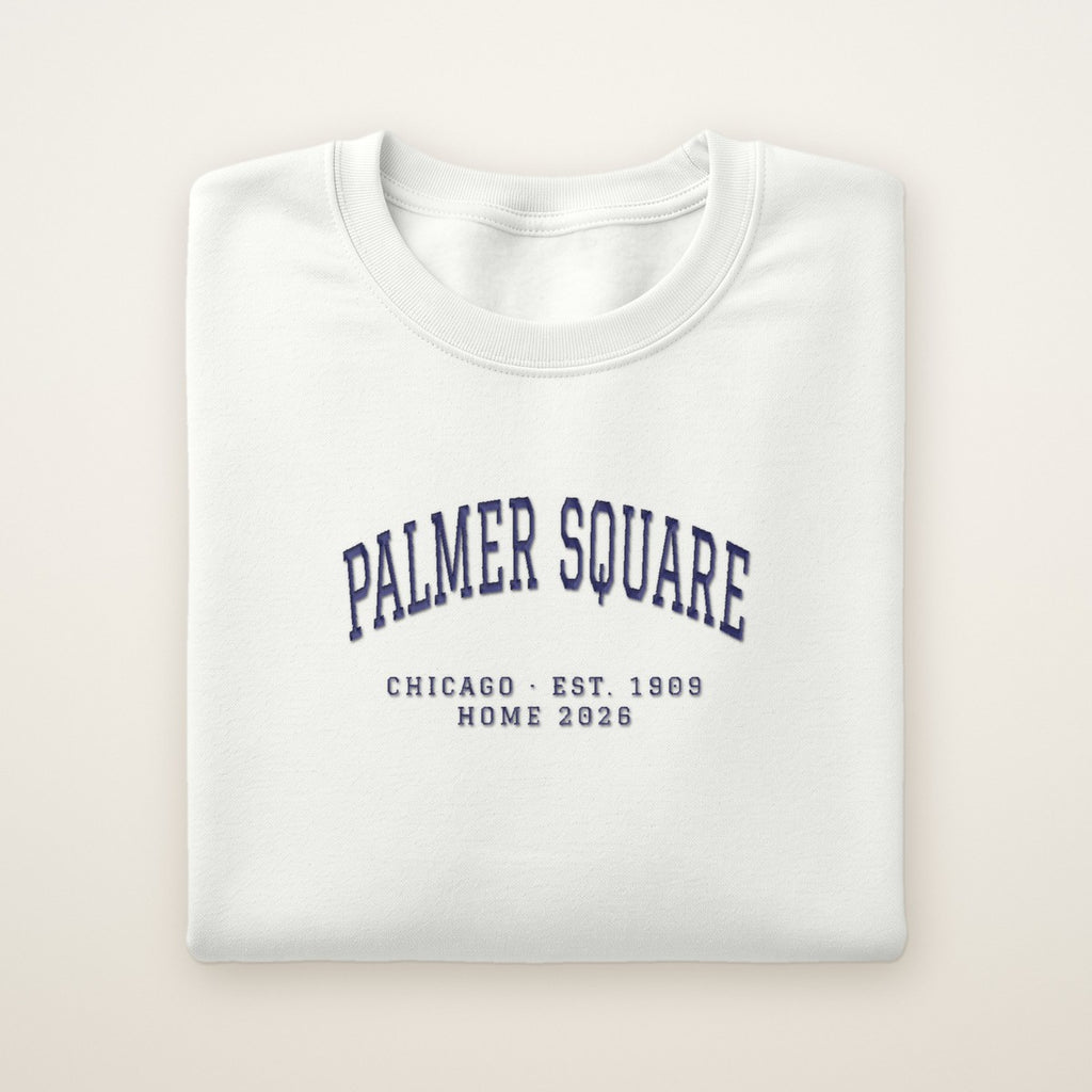 Palmer Square Chicago Home 2026 Embroidered Crewneck — Navy Thread