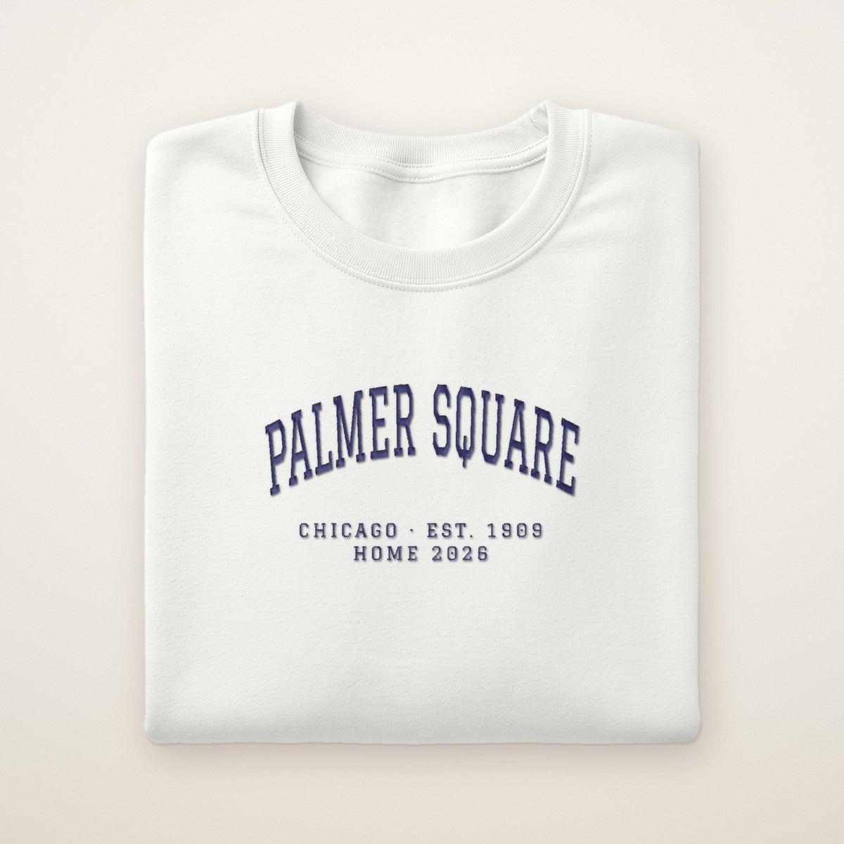 Palmer Square Chicago Home 2026 Embroidered Crewneck — Navy Thread