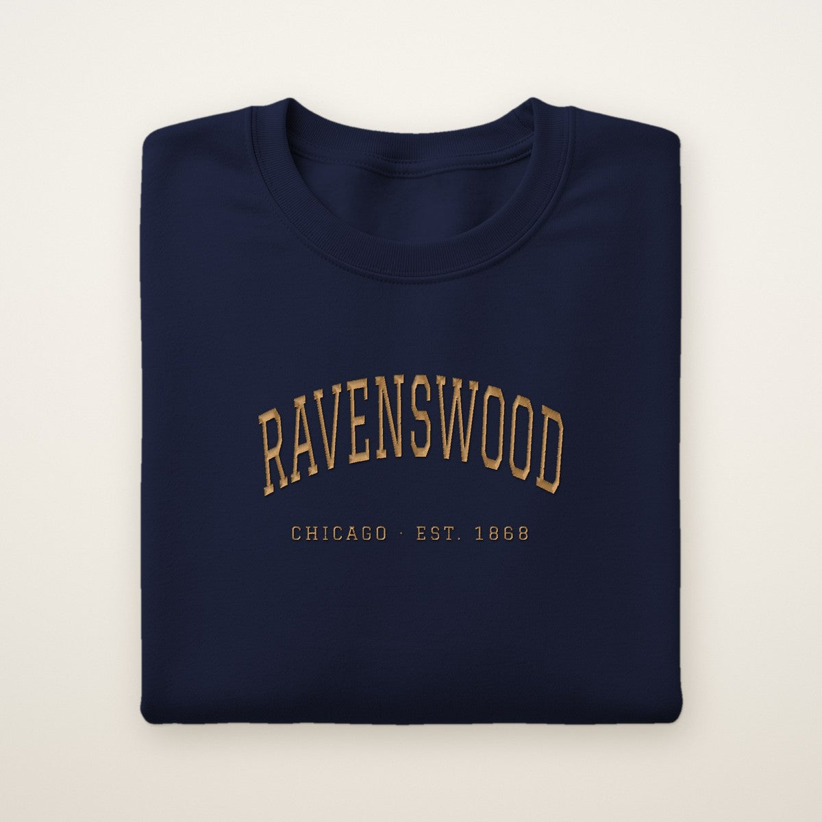 Ravenswood Chicago Embroidered Crewneck — Gold Thread