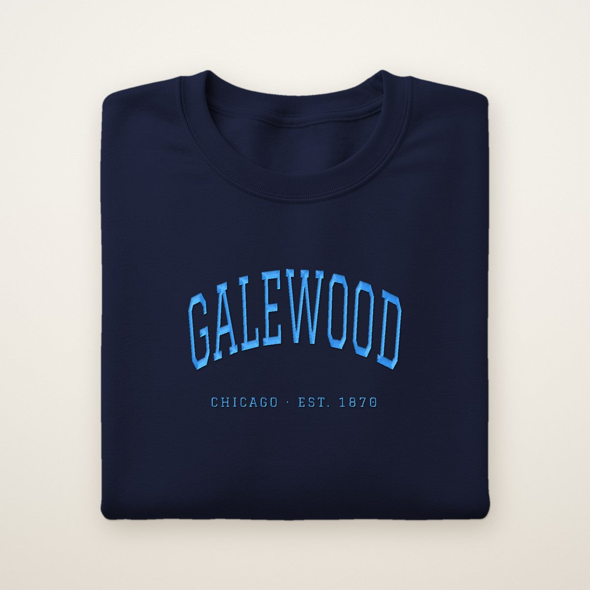 Galewood Chicago Embroidered Crewneck — Sky Blue Thread