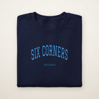 Six Corners Chicago Embroidered Crewneck — Sky Blue Thread