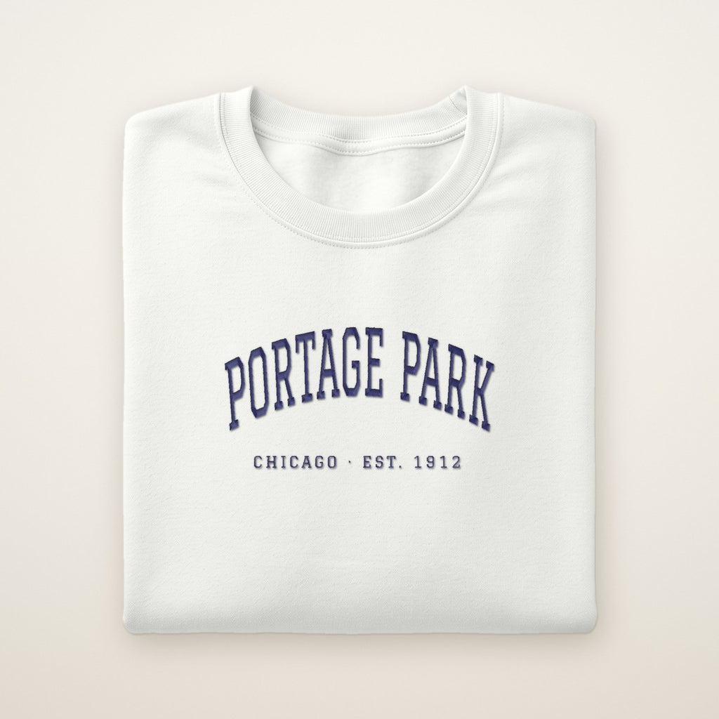 Portage Park Chicago Embroidered Crewneck — Navy Thread