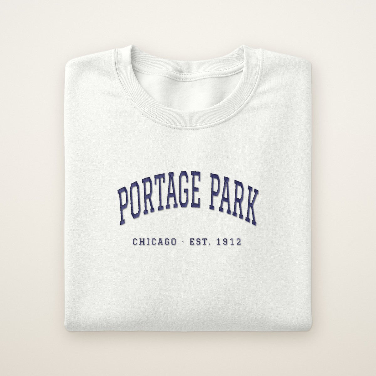 Portage Park Chicago Embroidered Crewneck — Navy Thread