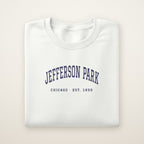 Jefferson Park Chicago Embroidered Crewneck — Navy Thread