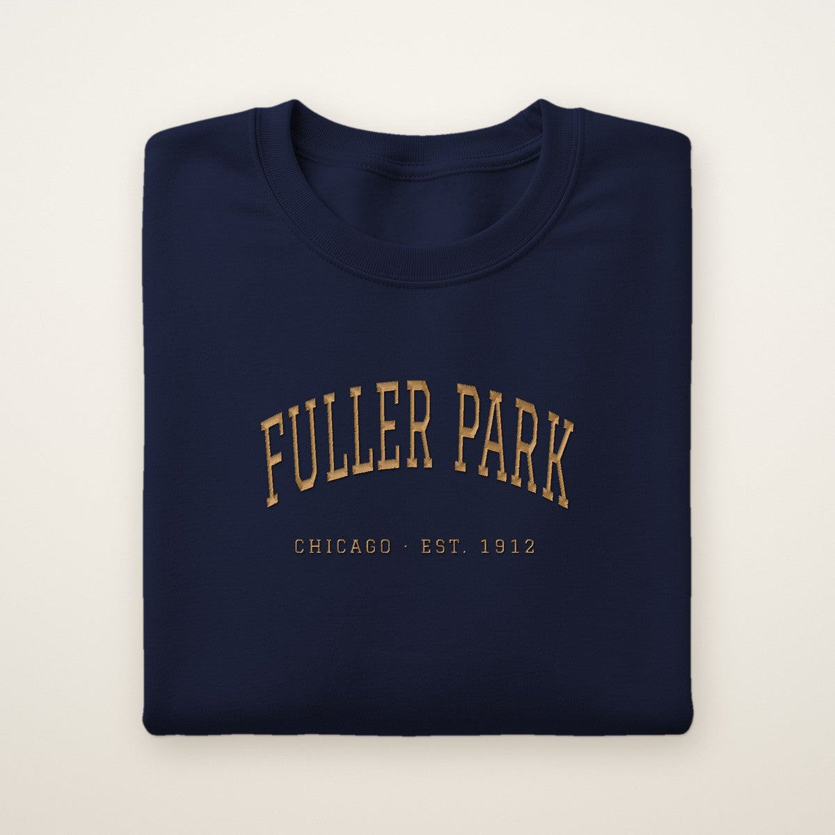Fuller Park Chicago Embroidered Crewneck — Gold Thread