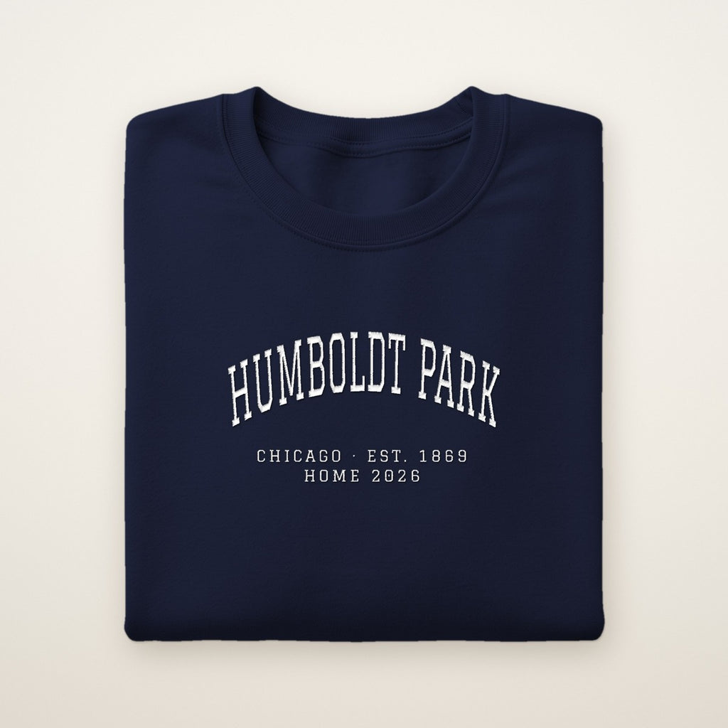 Humboldt Park Chicago Home 2026 Embroidered Crewneck — White Thread
