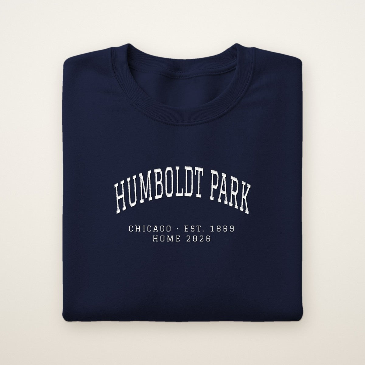 Humboldt Park Chicago Home 2026 Embroidered Crewneck — White Thread