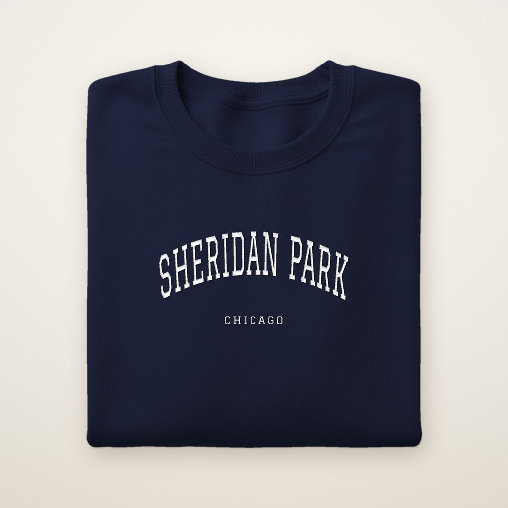 Sheridan Park Chicago Embroidered Crewneck — White Thread