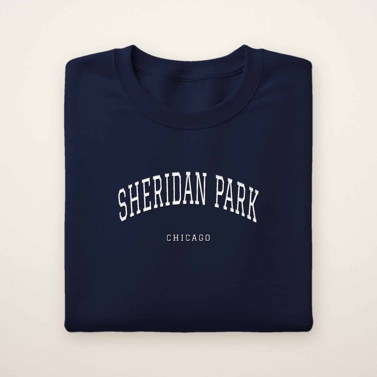 Sheridan Park Chicago Embroidered Crewneck — White Thread