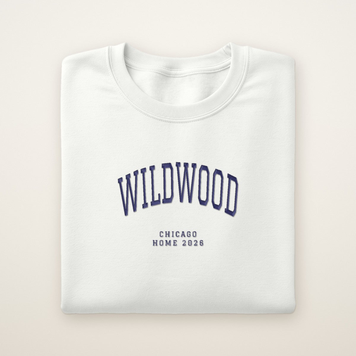 Wildwood Chicago Home 2026 Embroidered Crewneck — Navy Thread
