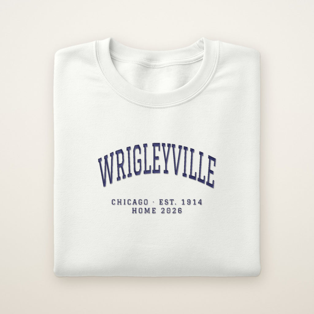 Wrigleyville Chicago Home 2026 Embroidered Crewneck — Navy Thread