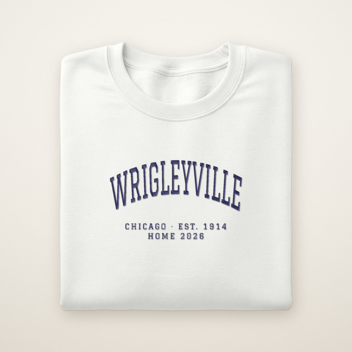 Wrigleyville Chicago Home 2026 Embroidered Crewneck — Navy Thread