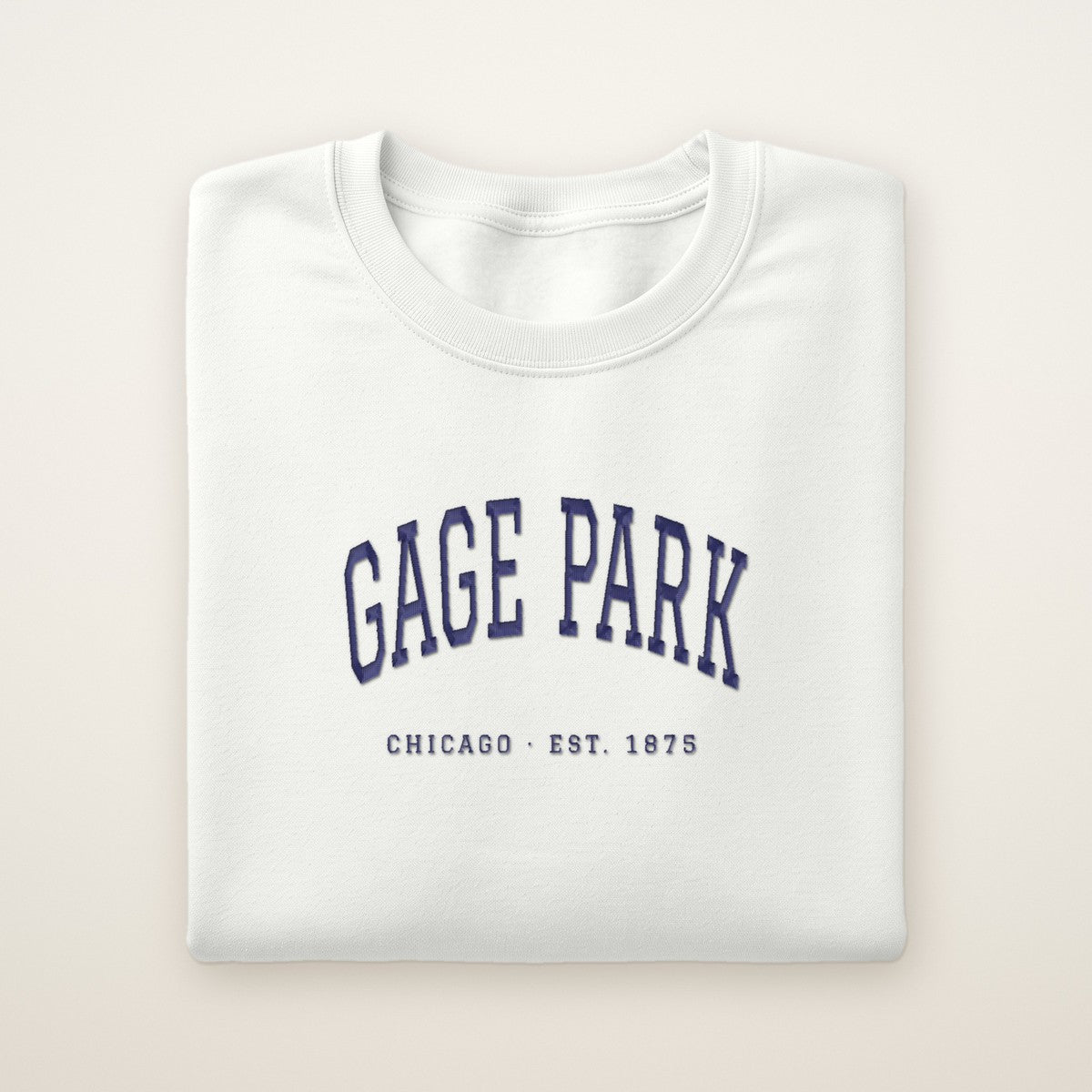 Gage Park Chicago Embroidered Crewneck — Navy Thread