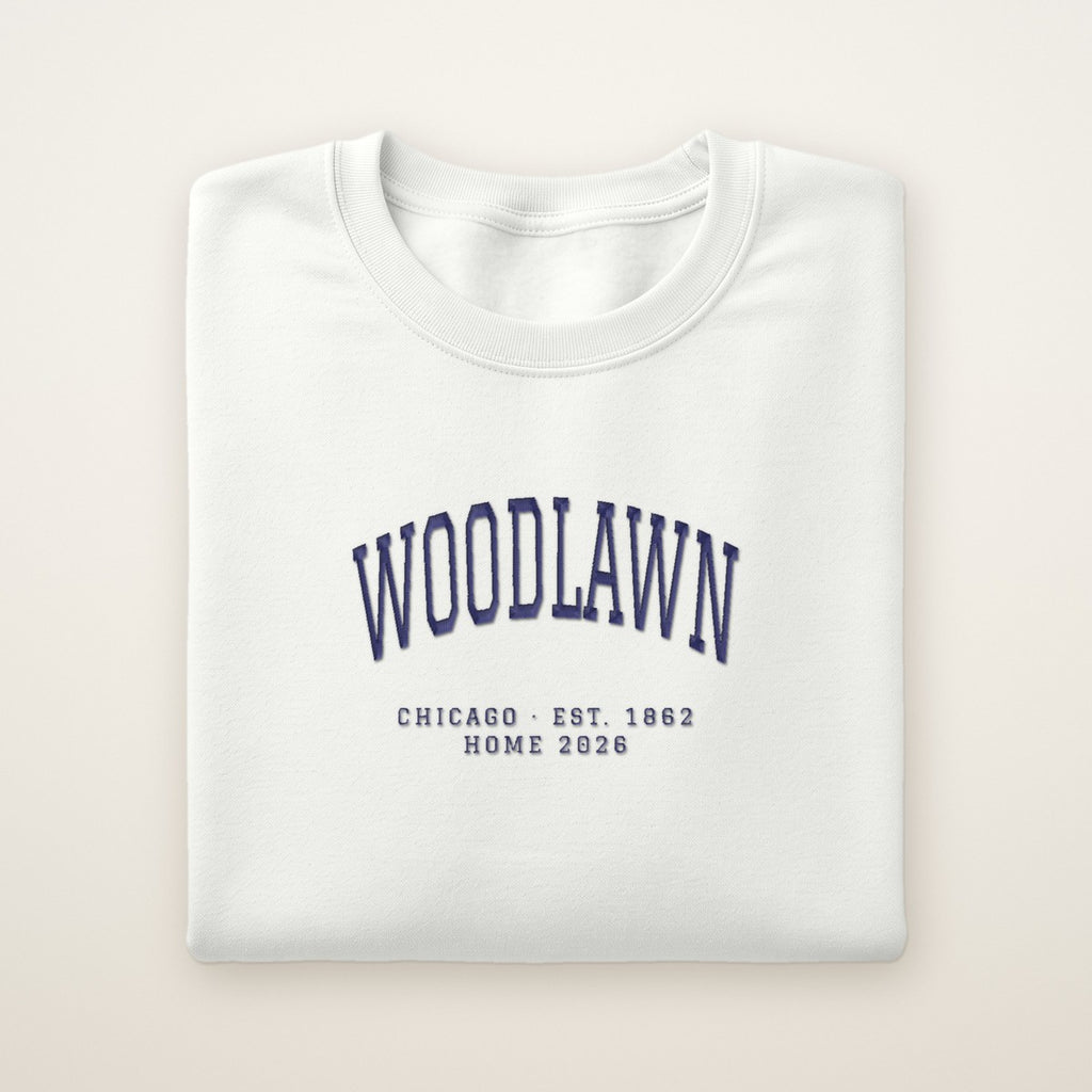 Woodlawn Chicago Home 2026 Embroidered Crewneck — Navy Thread