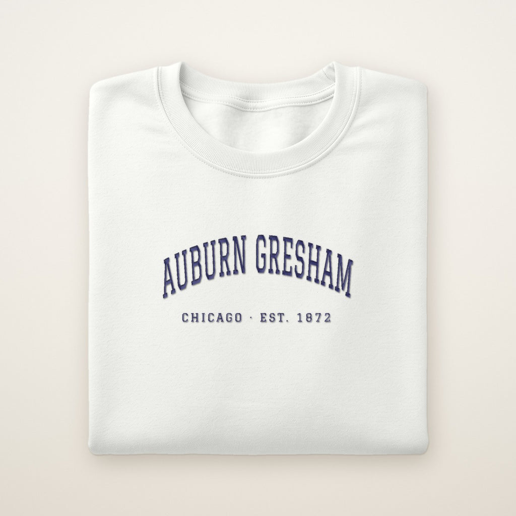 Auburn Gresham Chicago Embroidered Crewneck — Navy Thread