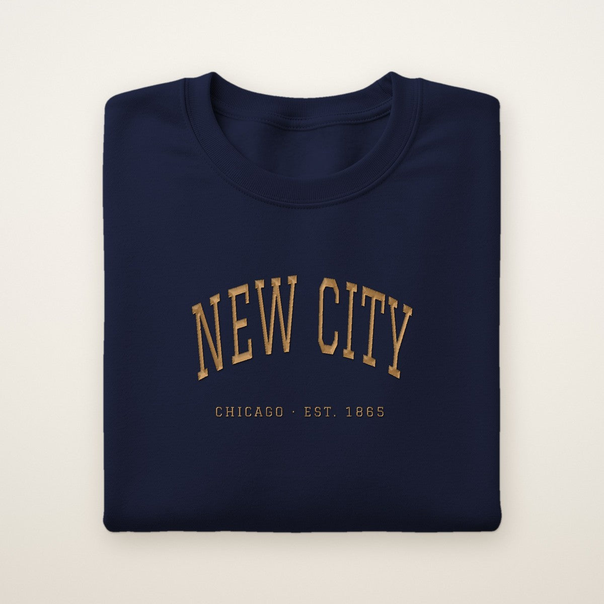 New City Chicago Embroidered Crewneck — Gold Thread