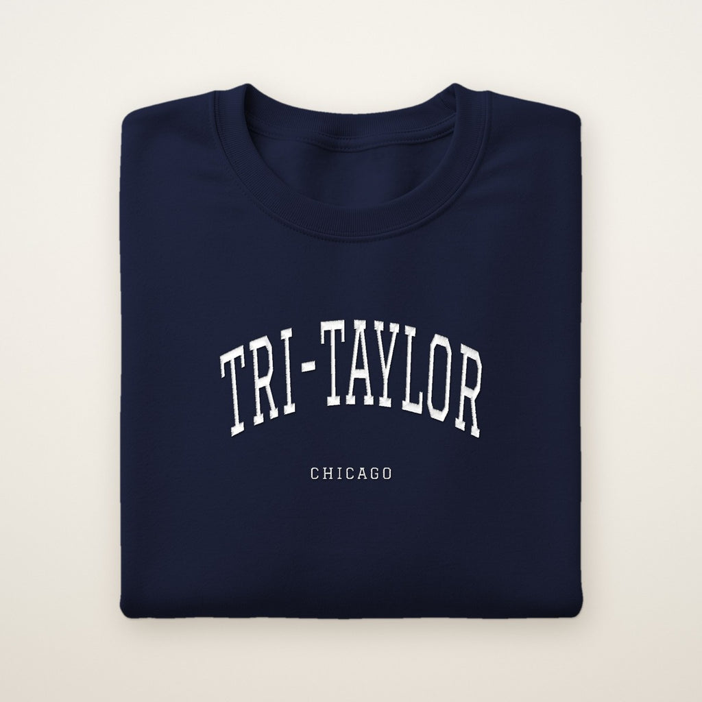 Tri-Taylor Chicago Embroidered Crewneck — White Thread