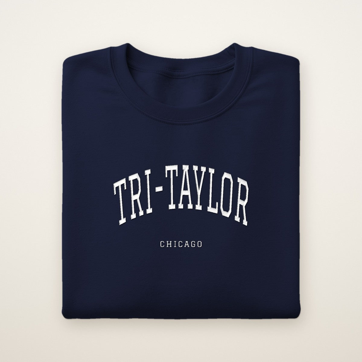 Tri-Taylor Chicago Embroidered Crewneck — White Thread