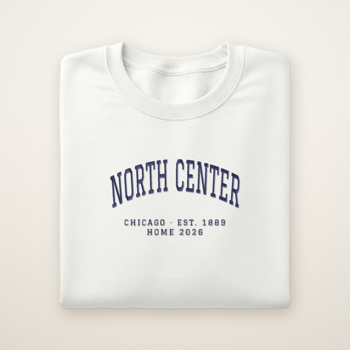 North Center Chicago Home 2026 Embroidered Crewneck — Navy Thread