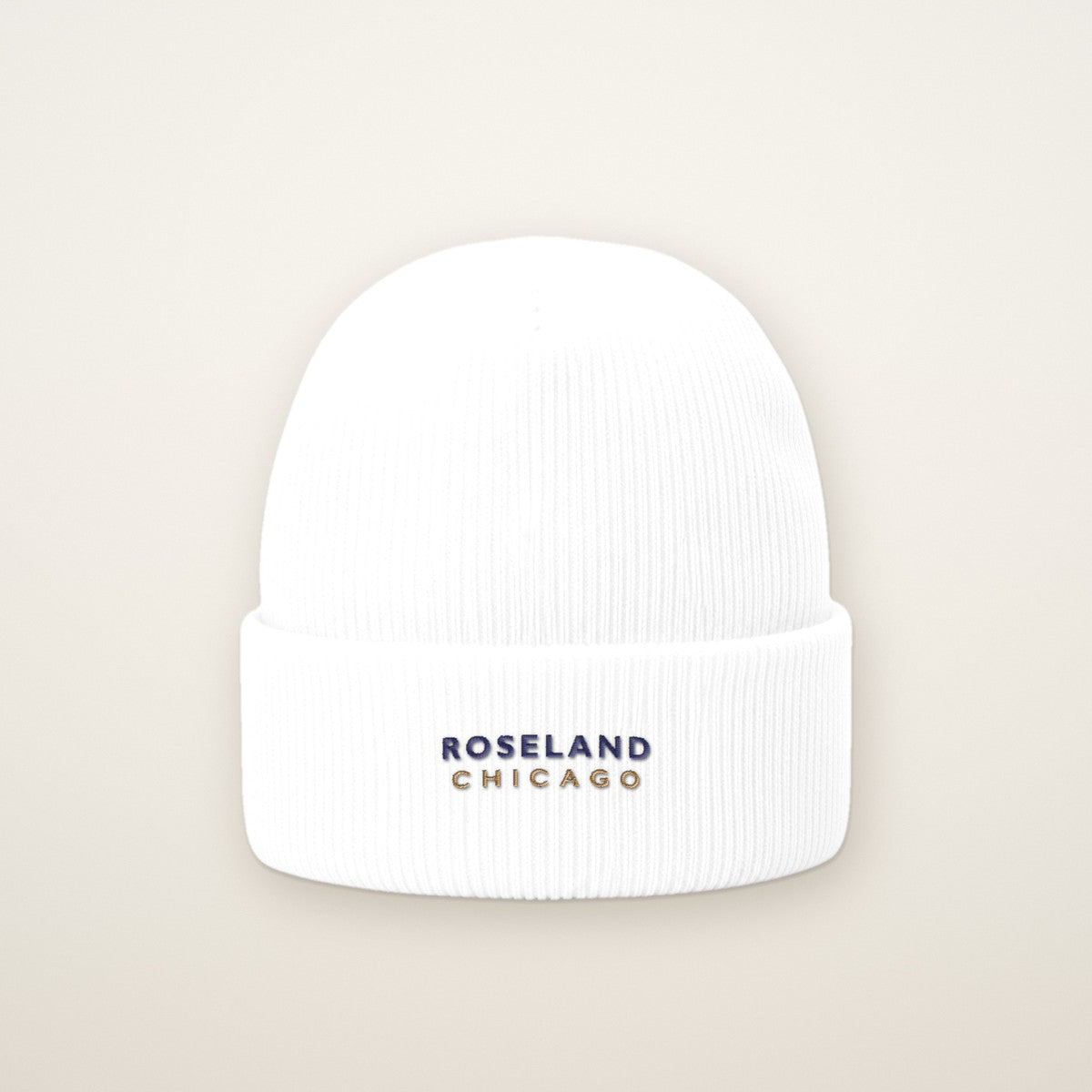 Roseland Chicago Embroidered Cuffed Beanie — Navy Thread