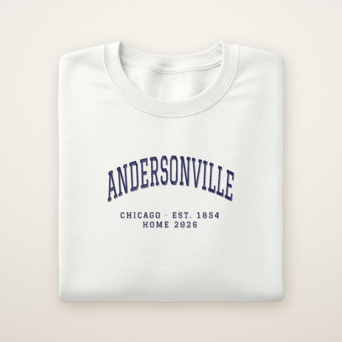 Andersonville Chicago Home 2026 Embroidered Crewneck — Navy Thread