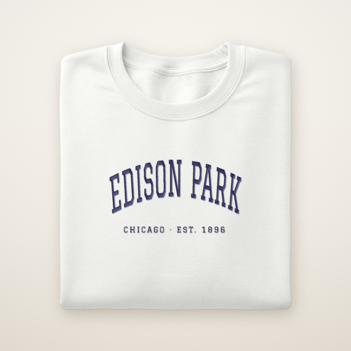 Edison Park Chicago Embroidered Crewneck — Navy Thread