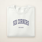 Six Corners Chicago Embroidered Crewneck — Navy Thread