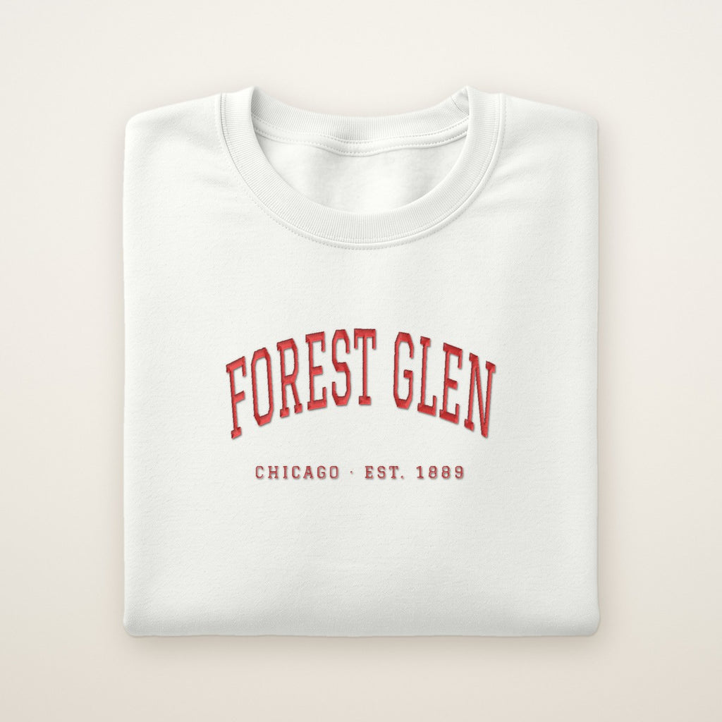 Forest Glen Chicago Embroidered Crewneck — Red Thread