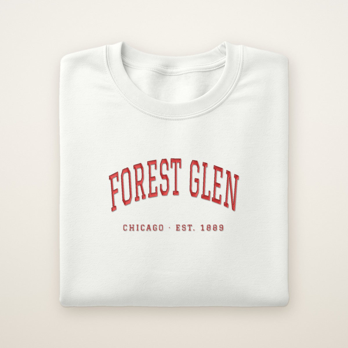 Forest Glen Chicago Embroidered Crewneck — Red Thread