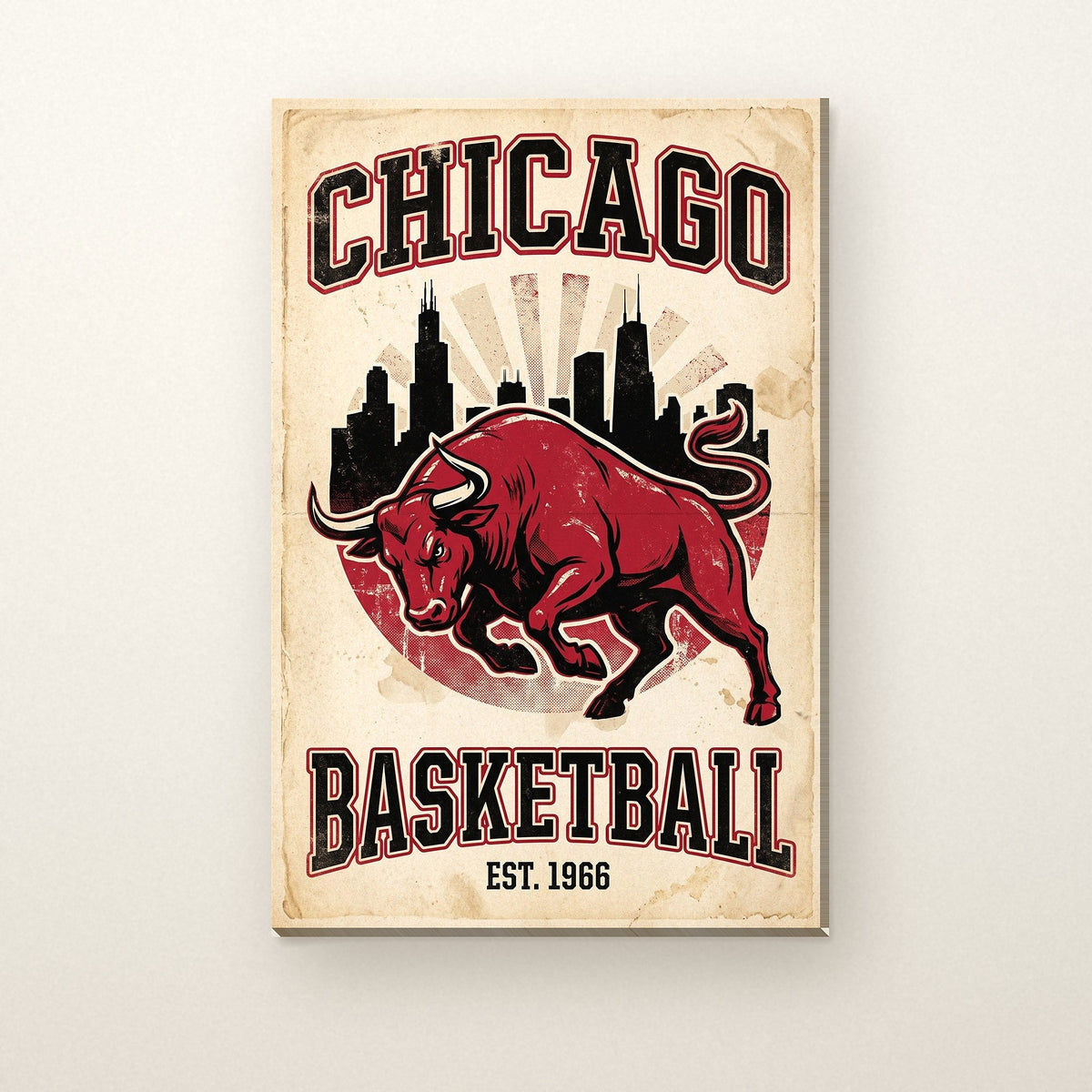 Chicago Basketball Est. 1966 canvas on a light wall