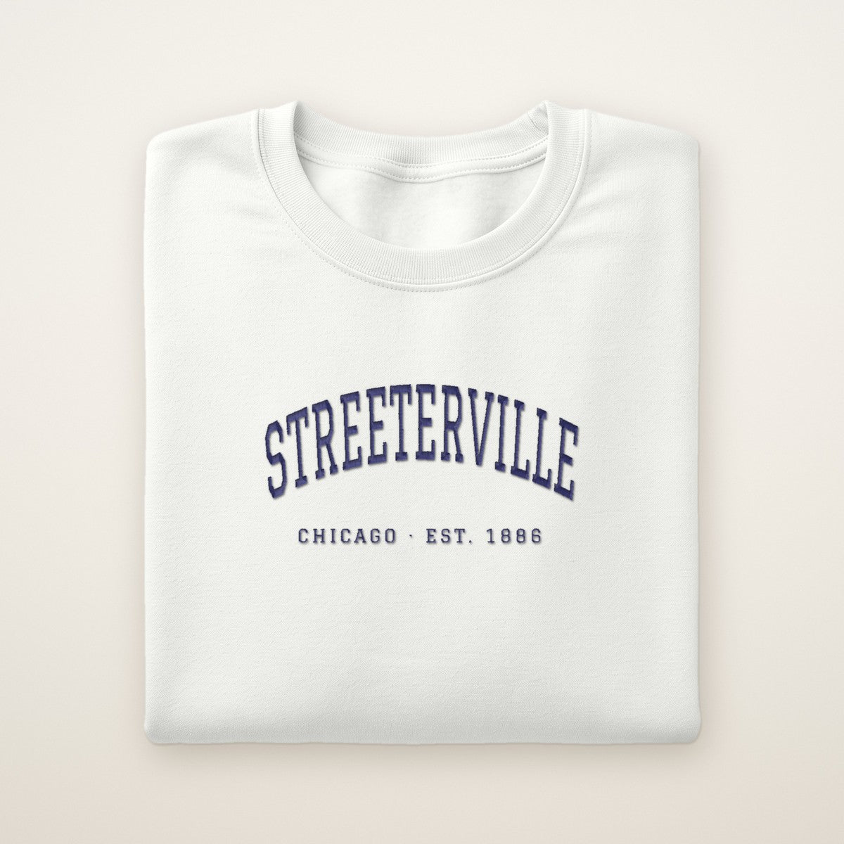 Streeterville Chicago Embroidered Crewneck — Navy Thread