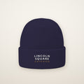 Lincoln Square Chicago Embroidered Cuffed Beanie — White Thread