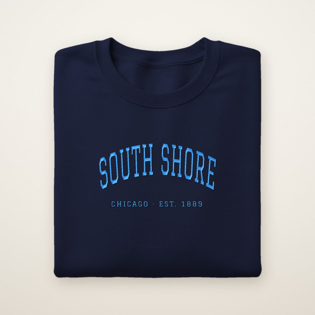 South Shore Chicago Embroidered Crewneck — Sky Blue Thread
