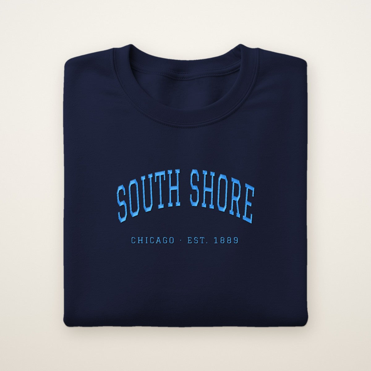South Shore Chicago Embroidered Crewneck — Sky Blue Thread